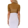 thumbnail image 3 of INSPIRE CHIC Casual Short Sleeve Mesh Sheer Shrug for Women's Open Front Cropped Cardiga Bolero M Brown, 3 of 5