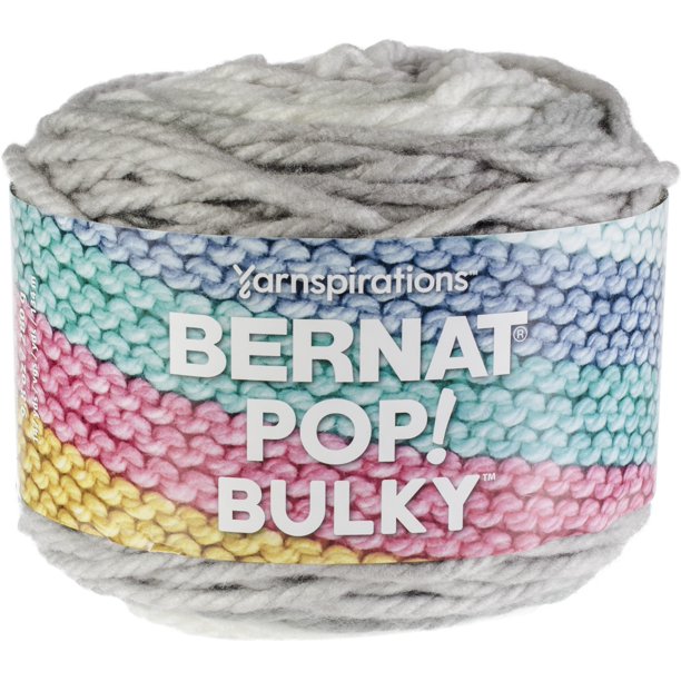 Bernat Pop Bulky Yarn, 9.8 oz, Gauge 6 Super Bulky, Shades of Gray