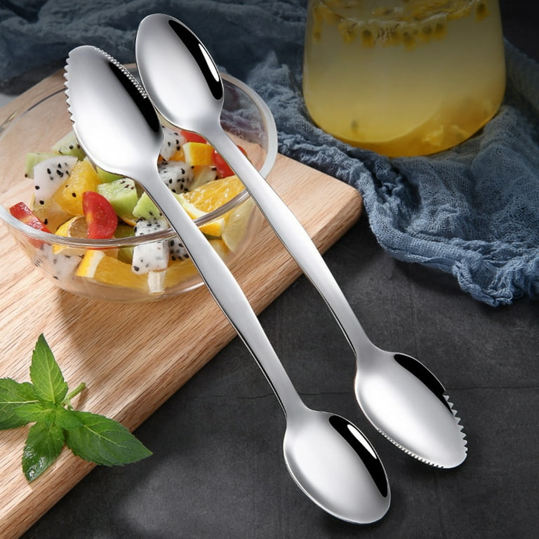 Double end Spoon Stainless Steel Dessert Spoon Serrated Edge