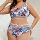 thumbnail image 2 of Tops de Bikini para Mujeres Traje de Baño de Bikini de Cintura Alta Floral Dividido de Gran Tamaño 95% Nylon 5% Spandex, Dos Piezas Modestas para la Playa, 2 of 8