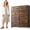 Rustic Brown, variant on Tall Console Table with 11 Fabric Drawers, Rustic Brown