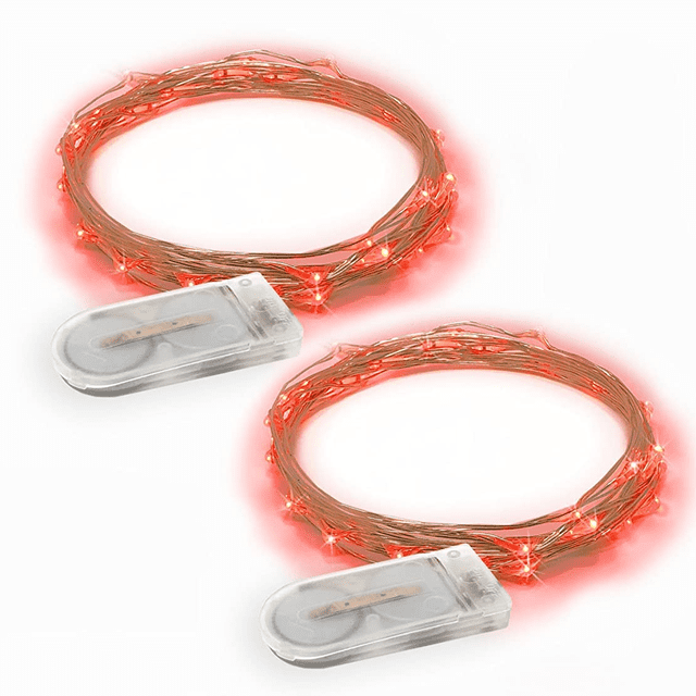 Paquete de 2 luces LED de 20 pies y 6,5 pies, luces de hadas alimentadas por batería para patio, dormitorio, decoración navideña, etc.