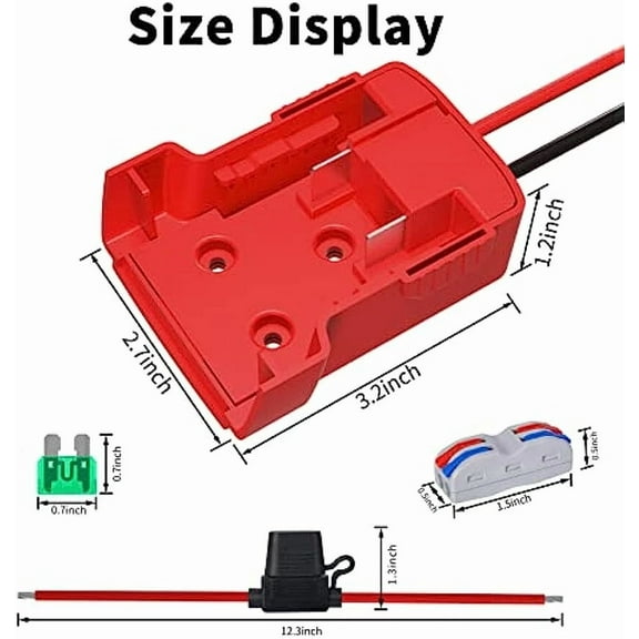 for Power Wheel Adapter for Milwaukee 18V Battery Holder with Fuse & Switch