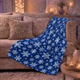 thumbnail image 6 of Royal Blue Snowflake Winter Scene, Festive Holiday Scene, Warm Flannel Blanket for Living Room and Bedroom with Detailed Artwork, Art Lovers Housewarming Gift, Artistic Home Decor, 6 of 9