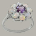 thumbnail image 2 of LBG British Made 10k White Gold Real Genuine Amethyst & Opal Womens Statement Ring - 33 size options - Size 8.25, 2 of 6