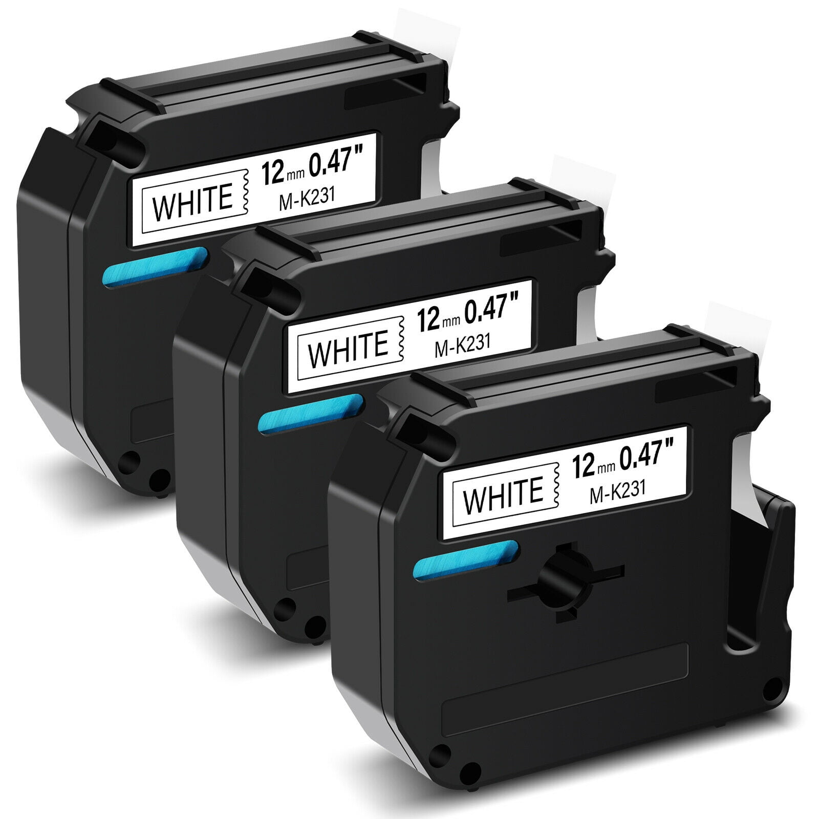 2 Pack M-K131 Black on Clear Label Tape For Brother MK131 PT-65 PT-65SB Printer 