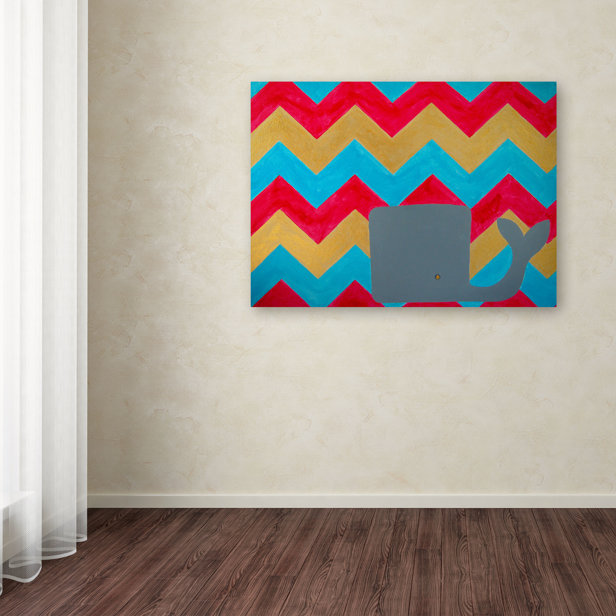 Trademark Fine Art "Pink and Gold Whale Chevron" Canvas Art by Nicole Dietz