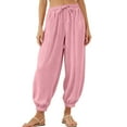 thumbnail image 3 of ZVAVZ Toddler Kids Long Bloomers Soft Solid Drawstring Trousers Basic Plain Harem Pants Big Kids Elastic Waist Pants Pink,13-14Years, 3 of 6