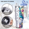 thumbnail image 3 of Colorful Christmas Gnome Tumbler with Lid and Straw, Insulated Holiday Gift Travel Cup, 3 of 9