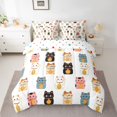 thumbnail image 3 of Manfei Cartoon Cat Twin Bedding, Japanese Lucky Kitten Bedding Comforter Set, White, Polkadot Reversible, 7-Piece, 3 of 6