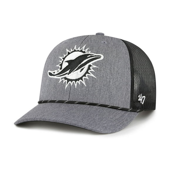 Men's '47 Heather Charcoal Miami Dolphins Carbon Rope Trucker Adjustable Hat