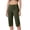Green, variant on Sevevn Women's High Waist Capri Pants Button Detail Cropped Pants with Side Slit Hem White XL