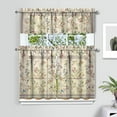 thumbnail image 2 of Kitchen Curtains and Valance Set 36 Inch Tier Pioneer Colorful Floral 3 Pieces Set Dining Room Small Curtain Drapes Cafe Curtains Valance for Home Decor Rod Pocket, 2 of 6