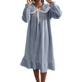 thumbnail image 4 of Busydd Flannel Nightgowns for Women Winter Warm Plush Sleepwear for Women Casual Solid Color Lapel Long Sleeve Pajamas for Women 2XL, 4 of 8