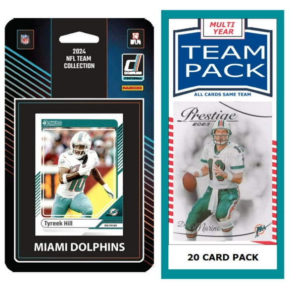 2023 Miami Dolphins Team Pack 20 Cards Dan Marino   2024 Donruss Team Set Tyreek Hill