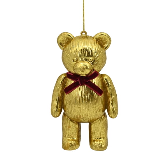 Gold Bear with Bow Christmas Ornament, 5.3", by Holiday Time