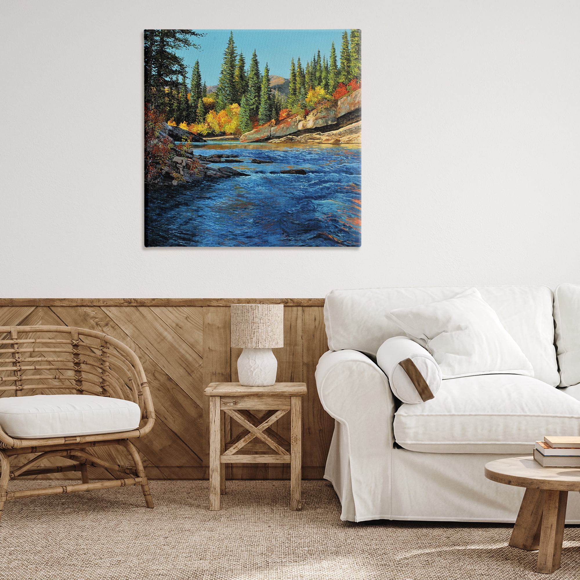 Stupell Industries Morning Rushing River Landscape & Nature Painting Wrapped Canvas Art Print Wall Art, 36 x 36