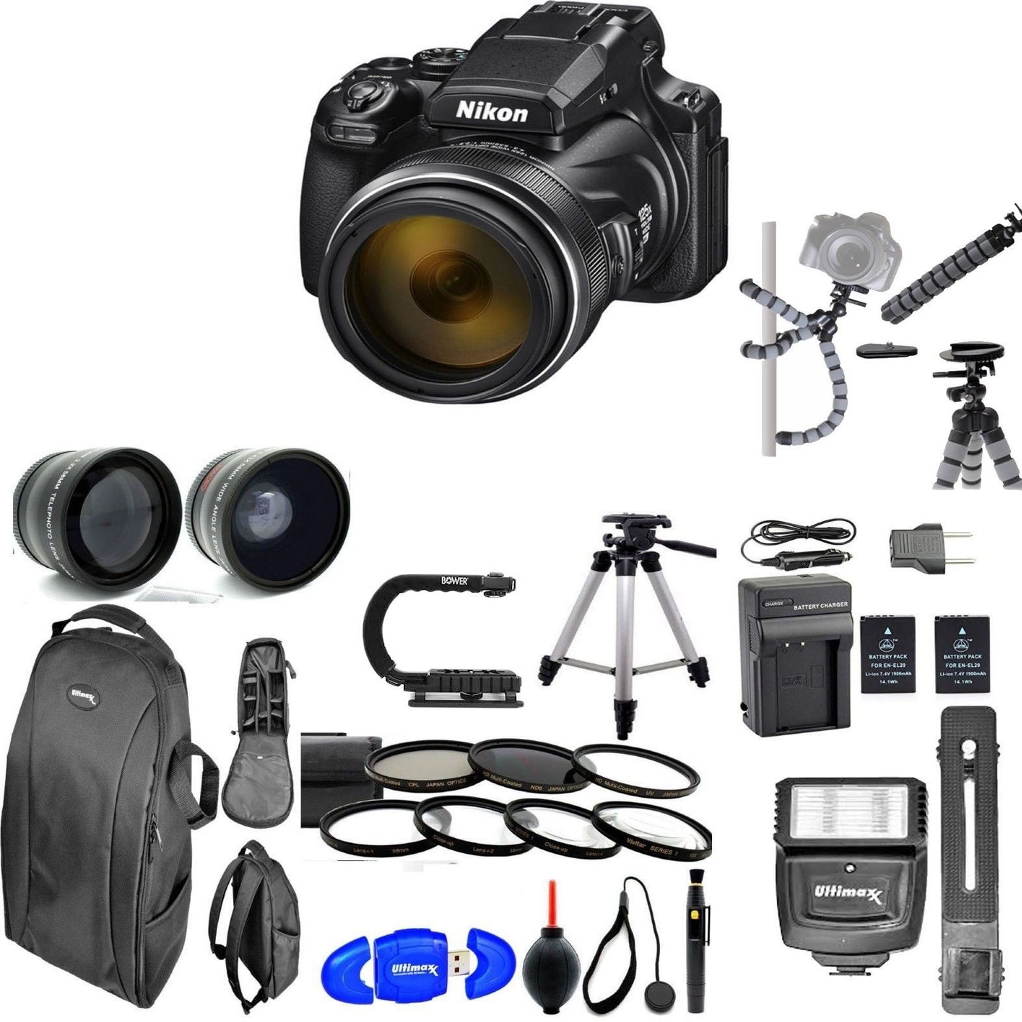 Nikon Coolpix P1000 16MP 125x Super-Zoom Digital Camera + Lens Complete
