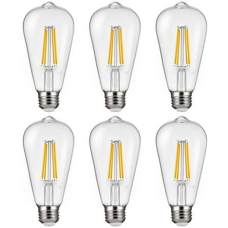 VEVOR 6 Pack Edison Bulbs LED, ST19 Vintage Edison Light Bulbs, 7W Dimmable 800 Lumens, 2700K Warm White, E26 Base LED Filament Bulb, Antique Glass Style for Home, Bedroom, Office, Farmhouse