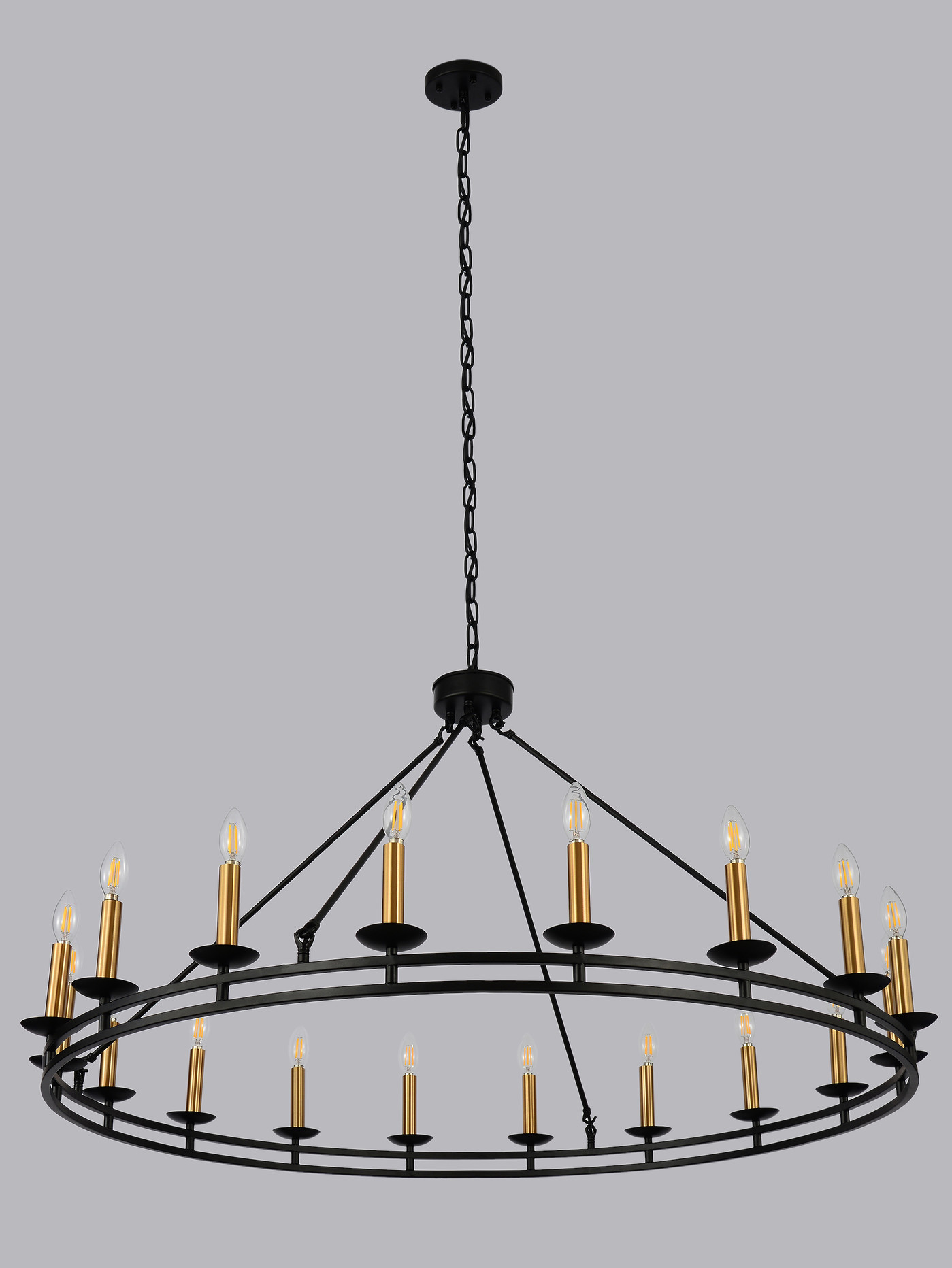 Aiwen 18 Lights Wagon Wheel Chandelier Candle Style Pendant Ceiling Light  Fixture 