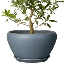 Ceramic Planter 13 inch Large Round Flower Pot with Saucer Modern Pot for Indoor Outdoor Use for Large Plants & Trees Gray