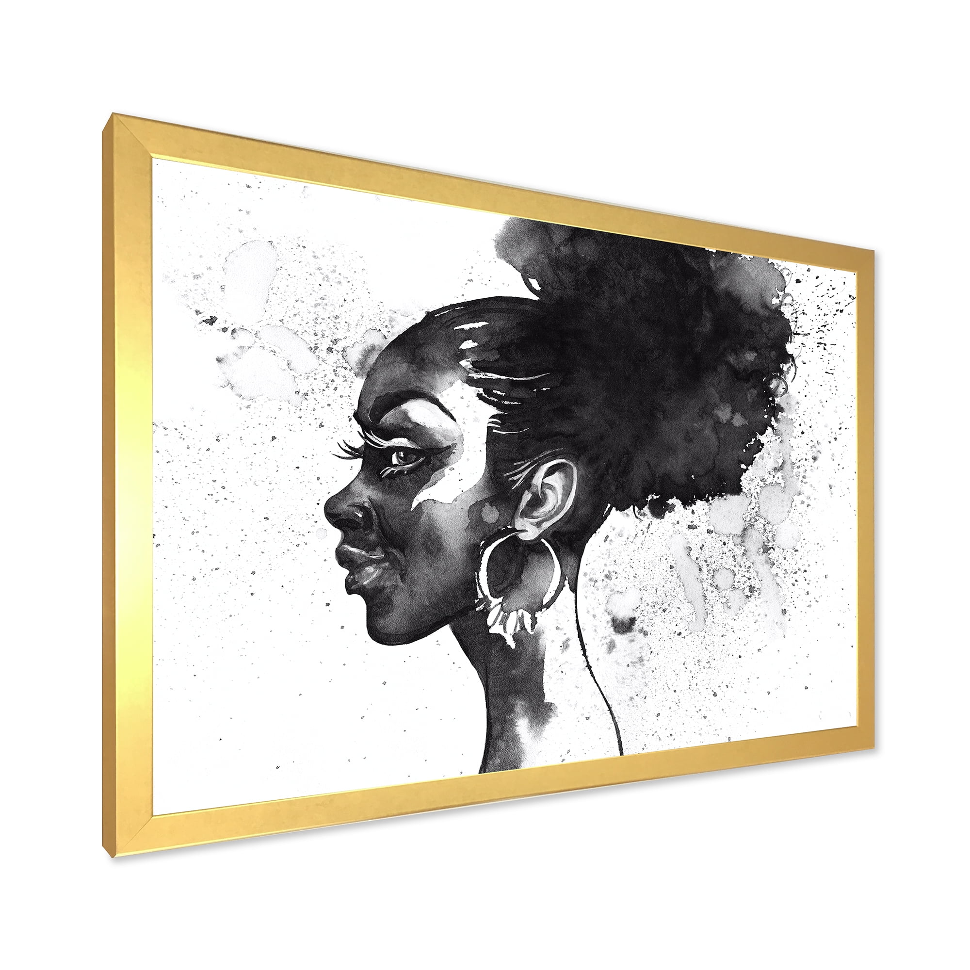 Designart 'Black and White Portrait of African American Woman I' Modern Framed Art Print