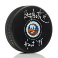 thumbnail image 1 of Rondelle de Hockey des New York Islanders Signée par Bryan Trottier avec Note de 79 Hart, 1 of 1