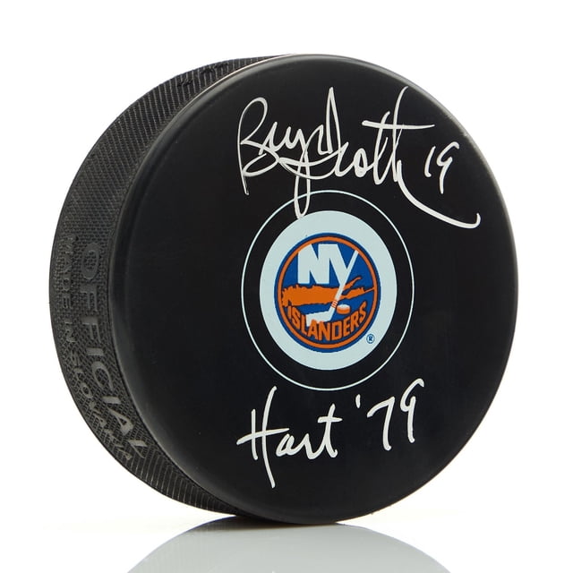 Rondelle de Hockey des New York Islanders Signée par Bryan Trottier avec Note de 79 Hart