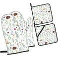thumbnail image 2 of PISONIC Forest Rabbit Fox Hedgehog Print Oven Mitts and Pot Holders Sets of 4, Non-Slip Heat Resistant Kitchen Oven Gloves for Baking Cooking Grilling BBQ, 2 of 9