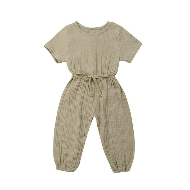 CNKOO Adorable Barboteuse Unie à Manches Courtes pour Nouveau-Nées Filles, Combinaison Tenue