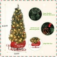 thumbnail image 3 of Towallmark 4.5FT Christmas Tree with 85 Lights, Pre-Lit Artificial Mini Christmas Tree with 8 Mode Includes Red Berries & Sleigh Base for Front Door, Porch, 3 of 6