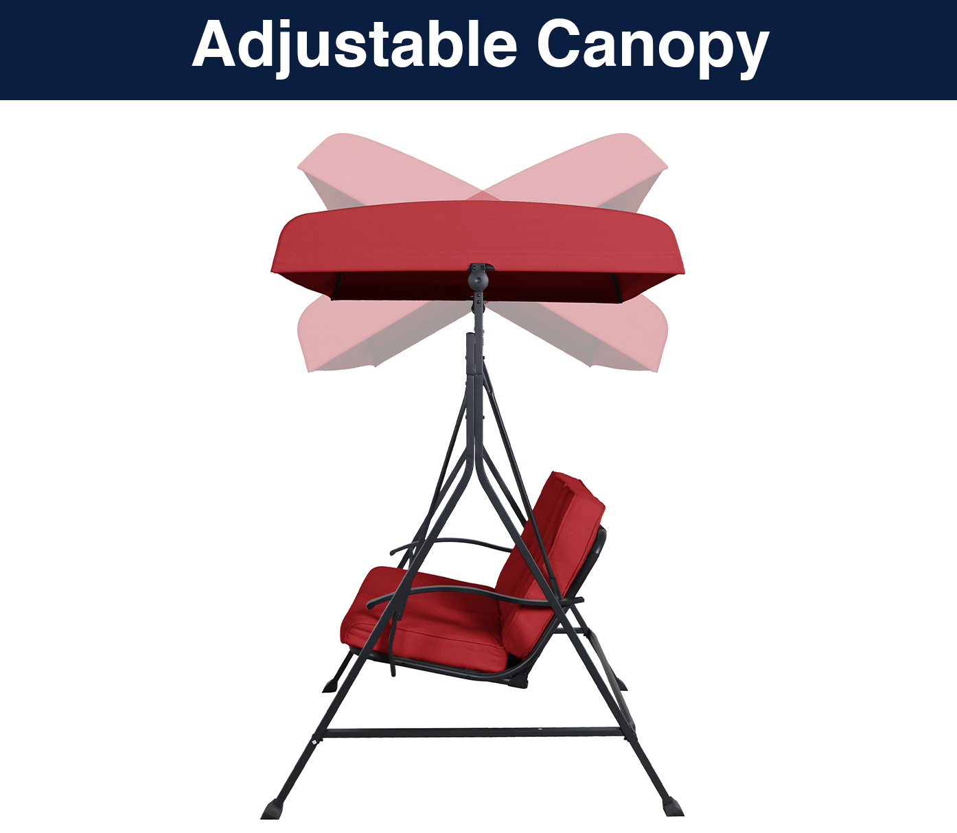 Mainstays Belden Park 2-Person Outdoor Furniture Patio Swing with Canopy, Red - image 3 of 7