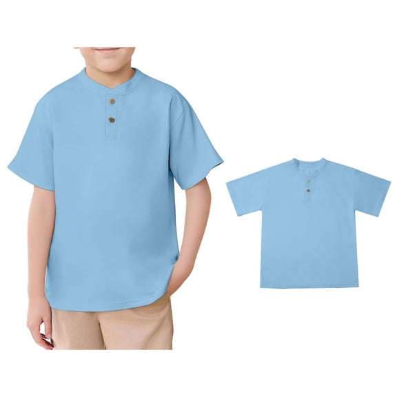 Tshirt for Boys Short Sleeve Henley Shirt Kids Button Front T-Shirts Casual T Shirt Tops Summer Tops T Shirts for Boys 7-8 Years