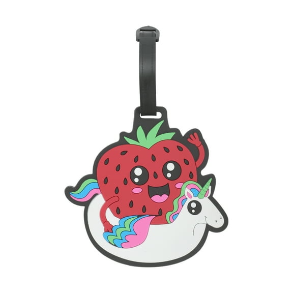 Unique Bargains 1 Pc Strawberry Luggage Tag for Travelling Red White Soft Rubber
