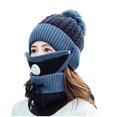 thumbnail image 3 of ZSQDM 3Pcs Womens Winter Scarf Set Thickend Knitted Hat Scarf Face Cover Outdoor beanies Hard Hat Sun Shade Visors Swim Cap for Long Hair, 3 of 7