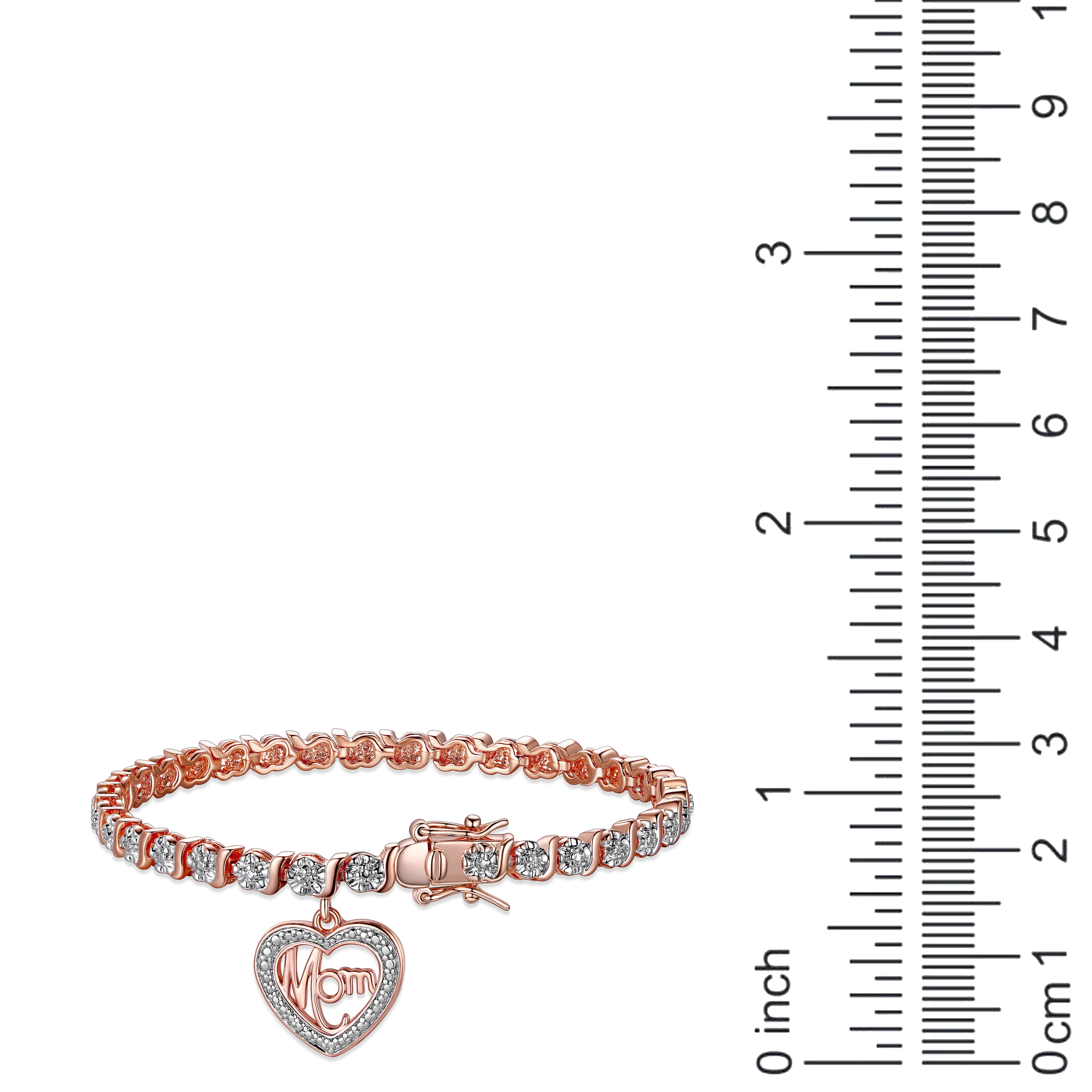 Morgan & Paige Diamond Accent Mom Charm 14k Rose Gold Plated 7.25” Tennis Bracelet, Adult Female