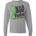 thumbnail image 3 of Inktastic Never Stop Fighting Mental Health Awareness Green Ribbon Long Sleeve T-Shirt, 3 of 5
