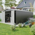 thumbnail image 6 of Outdoor Storage Shed 10×14 FT with 3 Lockable Doors,Utility Tool Shed Metal Storage Garden Sheds Frame and 4 Vents,for Backyard,Patio,Lawn,dark Grey, 6 of 8