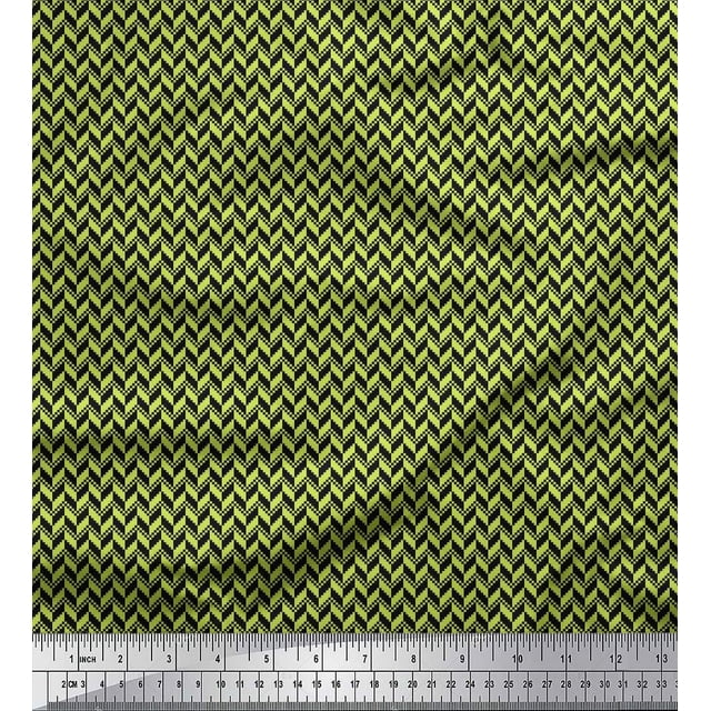 Soimoi Poly Georgette Fabric Herringbone Small Print Fabric by Yard 52 Inch Wide