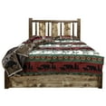 thumbnail image 6 of Montana Woodworks MWHCSBPCAKSLLZWOLF Homestead Platform Bed with Storage & Laser Engraved Wolf Design, Stain & Clear Lacquer - California King Size, 6 of 8