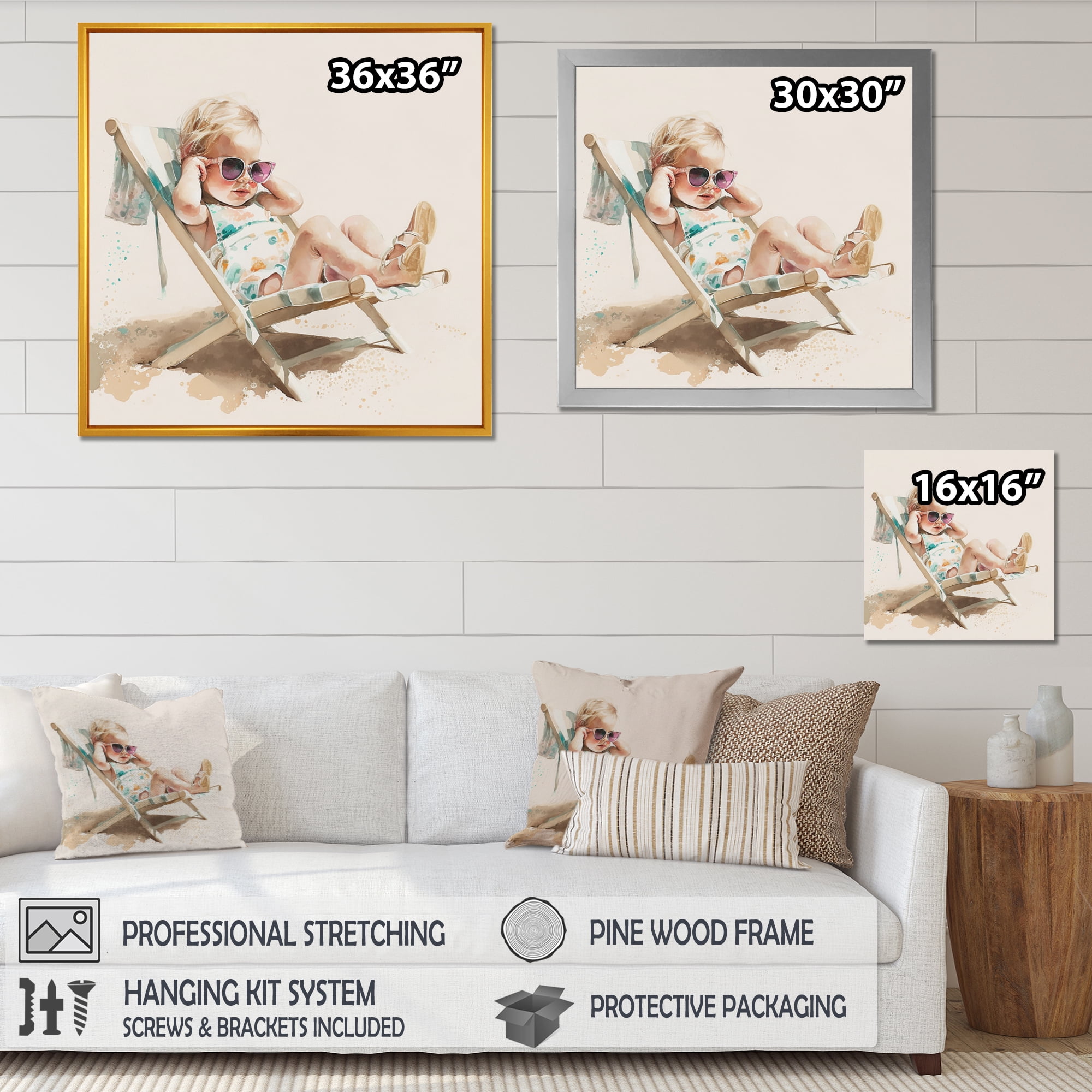 Designart Child On The Beach I Canvas Wall Art