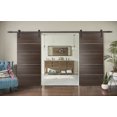 thumbnail image 3 of Sliding Double Barn Doors with Hardware | Planum 0020 Chocolate Ash | 13FT Rail Hangers Sturdy Set | Modern Solid Panel Interior Hall Bedroom Bathroom Door-48" x 96" (2* 24x96)-Black Rail, 3 of 6