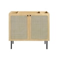 thumbnail image 3 of Modway Chaucer 36" Wood & Rattan Bathroom Vanity Cabinet in Oak, 3 of 10