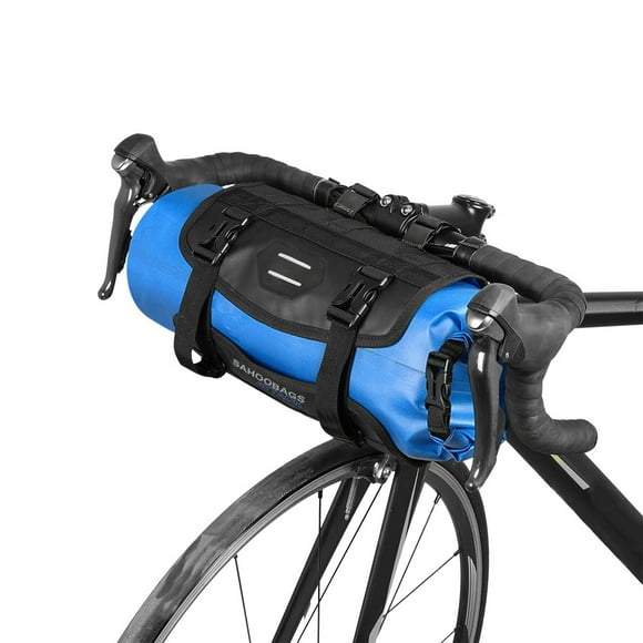 Sac de Guidon de Vélo Série ATTACK Tough - Capacité Réglable 3 L-7 L, Matériau Nylon et TPU Imperméable, Fermeture à Rabat, Fixation Sécurisée avec Sangle en Sangle, Bleu, 15,7 X 5,9 Po, 364 g