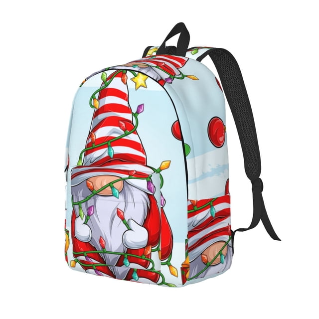 Disketp Funny Christmas Gnome Mochila de Lona Estampada, Mochila Escolar de Viaje Ligera para Estudiantes y Portátil-Small