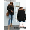 thumbnail image 7 of Xuanfei Women Square Neck Cold Shoulder Long Sleeve Slit Knit Sweater, 7 of 7