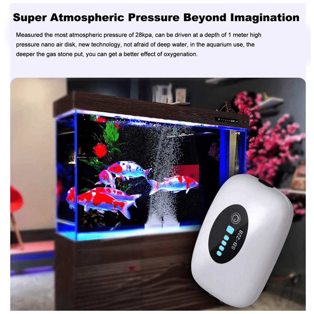 Aquarium Air Pump Oxygen Fish Tank Bubbler, Double Vent Hole