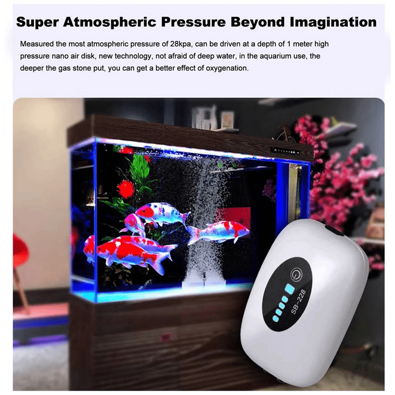 4800mAh Aquarium Oxygen Air Pump Compressor Fish Tank USB Charging Small  Portable Exhaust Ultra Silent Indoor