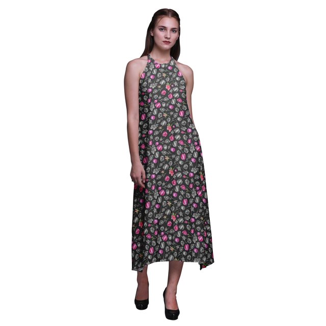 Bimba Robe de Plage d'Été à Dos Nu Imprimée Florale pour Femmes - Très Petit