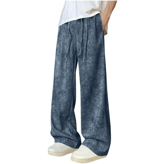 Xzbqbs Mens Wide Leg Baggy Pants Y2k Casual Fashion Loose Fit Printed Pants Lightweight Straight Leg Streetwear Hip Hop Pants